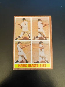 1962 TOPPS BASEBALL #313 MARIS BLASTS 61st!! ROGER MARIS!! - Picture 1 of 2
