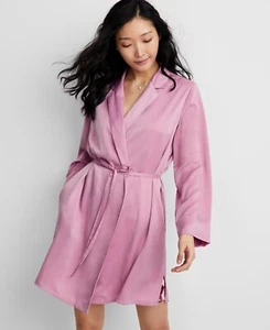State of Day Crepe De Chine Self-Tie Robe Women's M Mauve Orchid Long Sleeve - Picture 1 of 16