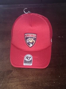 Florida Panthers Hat Red NHL 47' Brand Mesh Trucker Cap NEW NWT Hockey - Picture 1 of 5