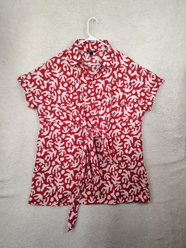 PALM ANGELS Esmara Vestito Donna Extra Large Rosso Grafica Poly B Manica Corta 1 2 Bottone Mini