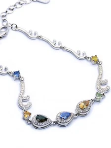 echtes Saphir Armband 925 Sterling-Silber mit Edelsteine 16 + 3cm - Bild 1 von 7