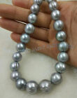 12-13 mm véritable collier perle baroque naturel mer du Sud gris argent or 14 carats