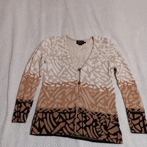 Pendleton Grandma Sweater Womens M Beige Geometric Linen Blend Neutral Western - Picture 1 of 12