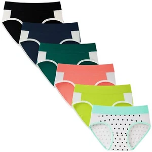 Teen Girls Underwear Cotton Stretch Briefs Comfy Mid Rise Panties 6 Pack 10-1... - Picture 1 of 6