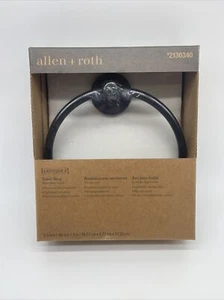 Gatco Allen + Roth Latitude 2 Black Wall Mount Towel Ring #2130340 - Brand New - Picture 1 of 5