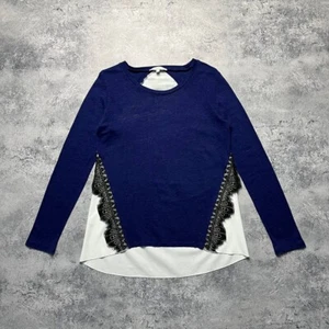 Sandro Paris Lace Blouse Women's Size 2 Long Sleeve Blue - Picture 1 of 10