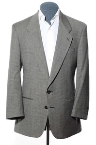 40R Slim Vintage Givenchy Gray Houndstooth Check Wool Sport Coat Blazer Jacket M - Picture 1 of 8