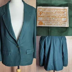 Vintage Pendleton Ladies 100%Virgin wool Dark Green Size 14 Blazer Overcoat - Picture 1 of 9
