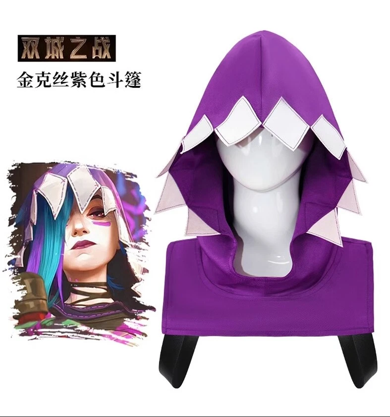 Anime Arcano 2: League of Legends LOL Jinx Cosplay Capucha Púrpura Tocado Capa Foto 1 de 4