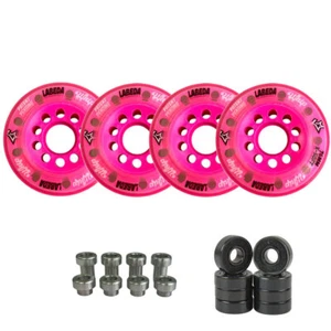Paquete de 4 ruedas de hockey sobre rodillos Labeda Whips rosa + espaciadores + rodamientos - elige la talla - Imagen 1 de 5