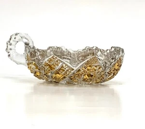 Plato de cristal imperial con acentos de hoja dorada de 5"" de diámetro. - Imagen 1 de 4