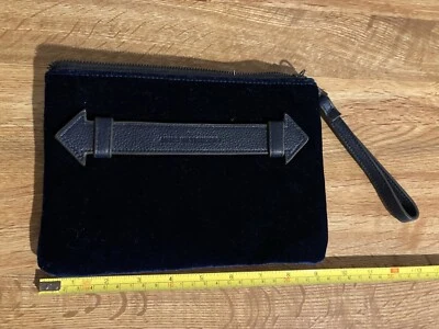 Aimee Kestenberg Navy Blue Velvet Wristlet Clutch with Leather Trim - Image 1 of 4