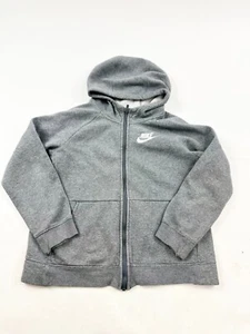 Nike Hoodie Sweatshirt Youth Kids XL Gray Fleece Lined Long Sleeve Full Zip - Picture 1 of 7