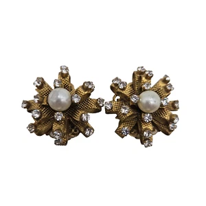 Vintage Woloch Paris goldfarbene Ohrclips Modeschmuck signiert - Bild 1 von 10