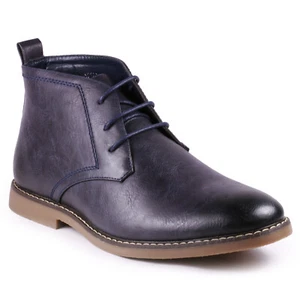 Navy Blue Men's Lace up Formal Dress Casual Oxford Ankle Boots - Picture 1 of 5
