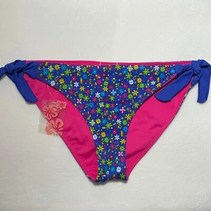 Joe Damen-Boxer-Bikini Badeanzugunterteil wendbar Blumenmuster rosa Large neu mit Etikett zum Binden - Bild 1 von 5