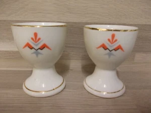 Juego de 2 huevos Art Deco con decoración de salpicaduras en rojo y gris alrededor de 1930 - Imagen 1 de 2