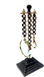 Decorative Checker Shiny Brass Magnifying Glass & Bottle Opener with Black Stand - Picture 1 of 6
