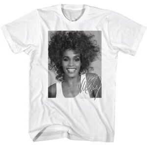 Whitney Houston B/W Beautiful Bust Photo Men's T Shirt R & B Pop Music Merch - Picture 1 of 3