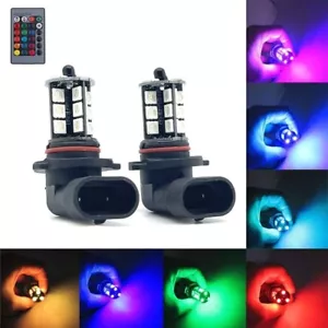Pair H10 RGB Colourchange LED fog light bulbs remote For Vauxhall Corsa E 2015- - Picture 1 of 7