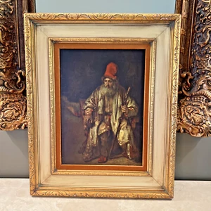 DE COLECCIÓN MCM REMBRANDT VIEJO HOMBRE con PINTURA SOMBRERO ROJO por REOFECT 24" W X 29 1/2" H - Imagen 1 de 15