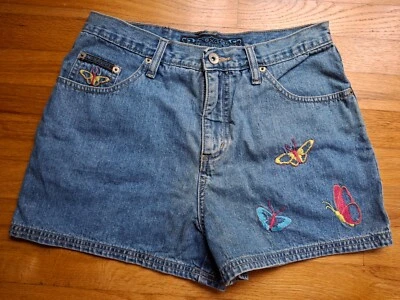 Vintage No Excuses Denim Womens Shorts Size 11/12 highrise embroidered butterfly - Image 1 of 4