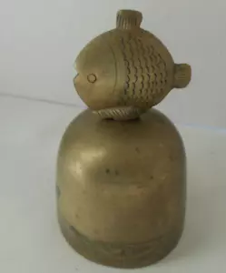Brass Bell Tropical Fish 3 1/2" Tall Original Clapper - Picture 1 of 3