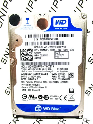 Western Digital 640GB WD6400BPVT-75HXZT3 SATA Laptop Hard Drive WIPED&TESTED! - Image 1 of 2