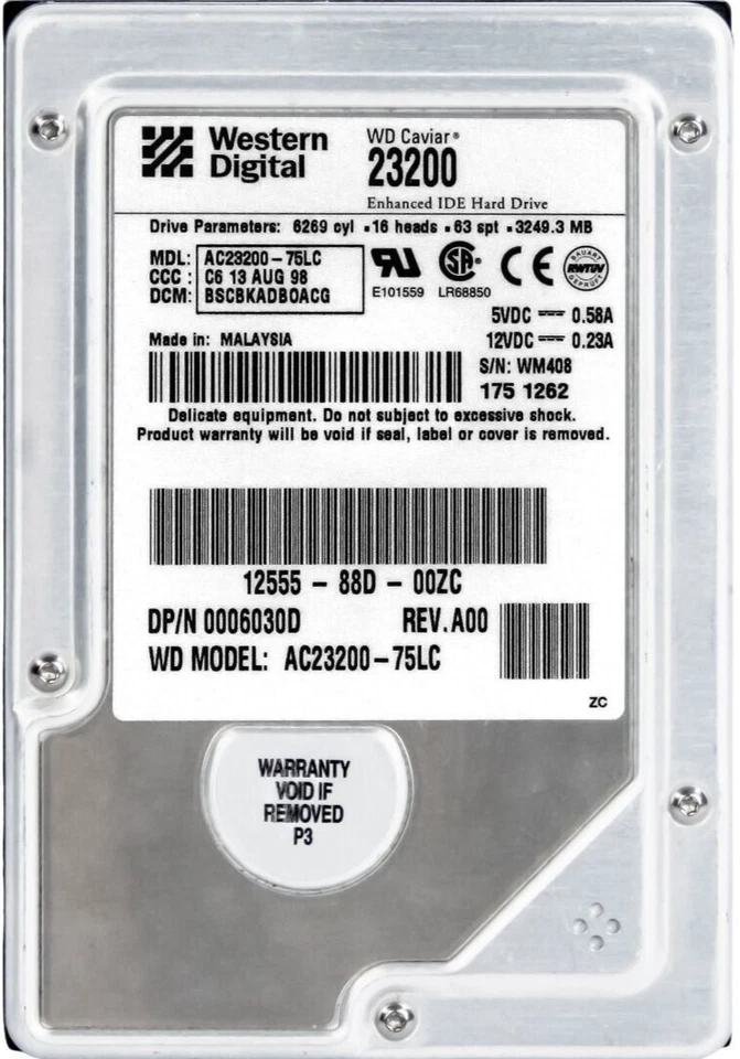 Hard Drive Dell 0006030D C23200-75LC 3.2GB 5400RPM 256KB ATA IDE 3.5'' Inch - Image 1 of 3