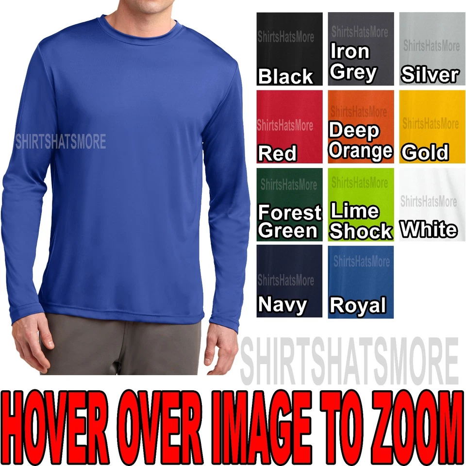 Mens Long Sleeve T-shirt Dry Zone Performance Moisture Wicking Gym XS-2X, 3X, 4X - Image 1 of 1