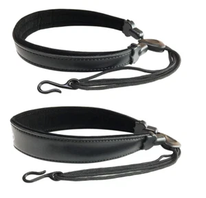 Saxophongurt Leder Schwarz Tenor Alt Trageriemen Tragegurt gepolstert eins - Picture 1 of 4