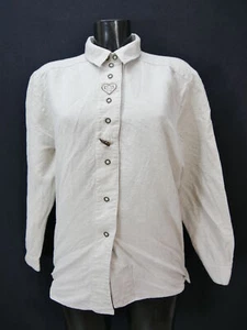 Gr.42 Trachtenbluse beige Bluse & Leinenmischung mit Stickerei TB7971 - Bild 1 von 4