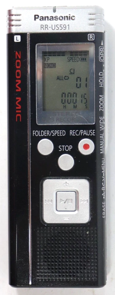 Panasonic RR-US591 ZOOM MIC Microphone Audio Voice Recorder 4GB MP3 WORKING! F7 - Image 1 of 4