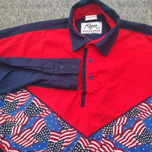 Vtg ROPER SPORT Patriotic Western Mens Shirt Sz S Red White Blue Flag USA MADE - Picture 1 of 14