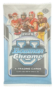 Paquete de pasatiempos de fútbol americano cromado Bowman University 2025 - Imagen 1 de 1