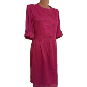 Burberry Brit Women Dress Midi Pink Long Sleeves Cotton Size M UK12 USA10 ITA40 - Picture 1 of 10