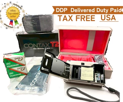 ⏯️[Unused w/BOX,case] Contax T2 Titan Silver 35mm Point &Shoot Film Camera JAPAN - Image 1 of 4