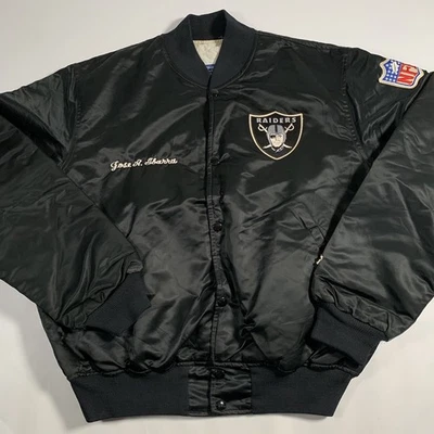 Jaqueta Bombardeiro de Cetim Masculina Grande Oakland LA *Ibarra* Antiga Anos 90 Starter Raiders NFL - Imagem 1 de 4
