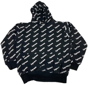 Supreme All Over Print Logo Hoodie Pullover Sweatshirt Youth Large Black Fair - Bild 1 von 12
