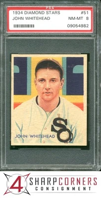 1935 DIAMOND STARS #51 JOHN WHITEHEAD WHITE SOX PSA 8 - Image 1 of 4