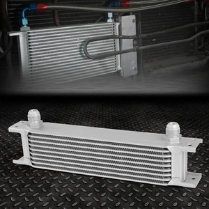 9-ROW 10AN POWDER-COATED ALUMINUM ENGINE/TRANSMIS SION RACING OIL COOLER SILVER - Picture 1 of 6