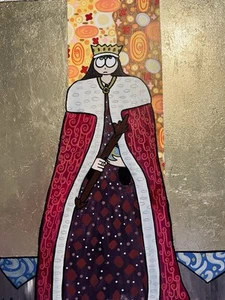 “The King” A Large Golden Acrylic Figurative Contemporary Abstract Painting Art - Picture 1 of 5