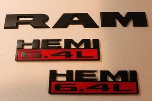 LOT RAM Hemi 6.4L Truck OEM Original Emblems Black Emblem Badges 68358555AA - Bild 1 von 10