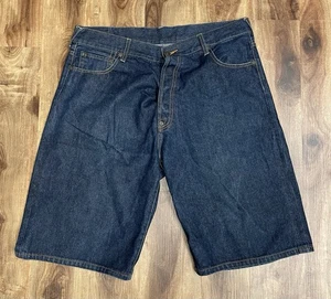 Selvedge EVISU Indigo Genes Japon Denim Short Jeans Blue Size 40x13 - Picture 1 of 11