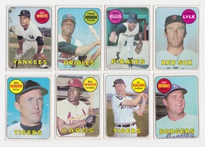 1969 Topps Baseball Lot of 8 Frank Robinson, Al Kaline, Don Drysdale, Dock Ellis - Picture 1 of 2
