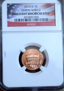 2010 D Lincoln 1 Cent Penny 1C NGC UNION SHIELD COLLECTABLE BIRTHDAY GIFT IDEA - Picture 1 of 2