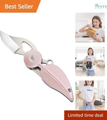 Small Folding Pocket Knife Aluminum Blade EDC Daily Use Pink Lightweight - Image 1 of 4