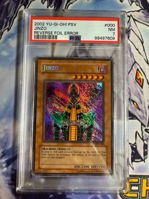 2002 YUGIOH PSV-000 JINZO REVERSE FOIL SECRET RARE - CLEAN PSA 7 NM - Image 1 of 2
