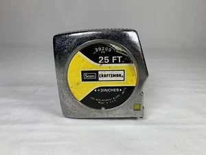 Vintage 3/4” Sears Craftsman 39209 PR 25ft Tape Measure Yellow Button, Belt Clip - Picture 1 of 7