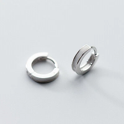 Мужские серьги-кольца из чистого серебра черно-белые A1789 - Изображение 1 из 4